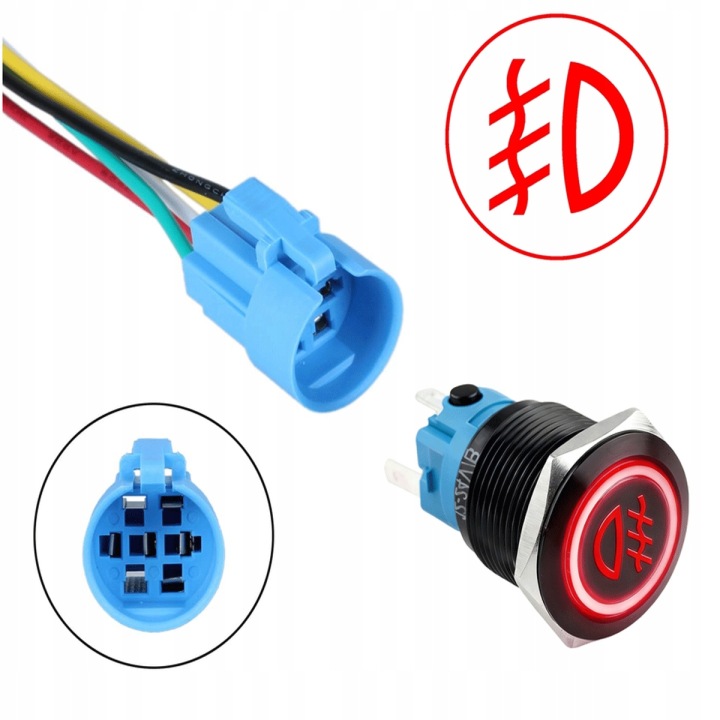 NEUF COMMUTATEUR BOUTON AVANT FEUX ANTIBUÉE LED 16MM PRISE