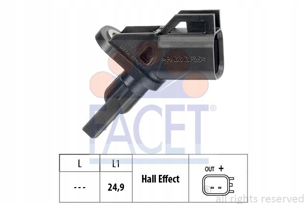 SENSOR VELOCIDAD RUEDAS ABS PARTE DELANTERA PARTE TRASERA 21.0001 FACET 