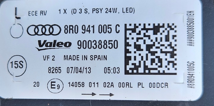 AUDI Q5 8R LIFT PHARE GAUCHE AVANT 8R0941005 C ORIGINAL