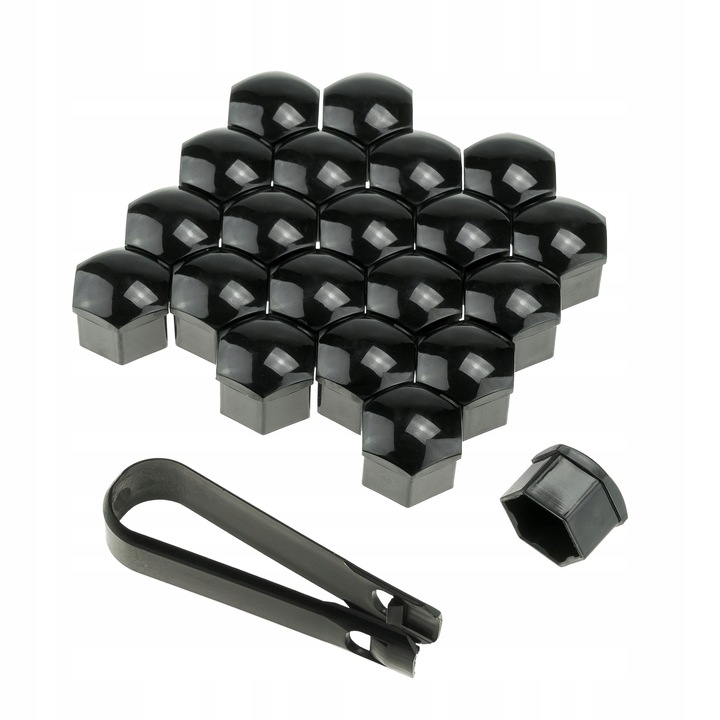 BLACK NAKLDAKI CAPS PLUGS KAPSLE ON SCREW KOL DISCS KEYS 17MM 21SZT. 