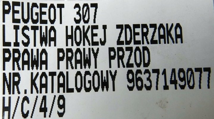 LÈVRE MOULURE PARE-CHOCS DROIT AVANT PEUGEOT 307
