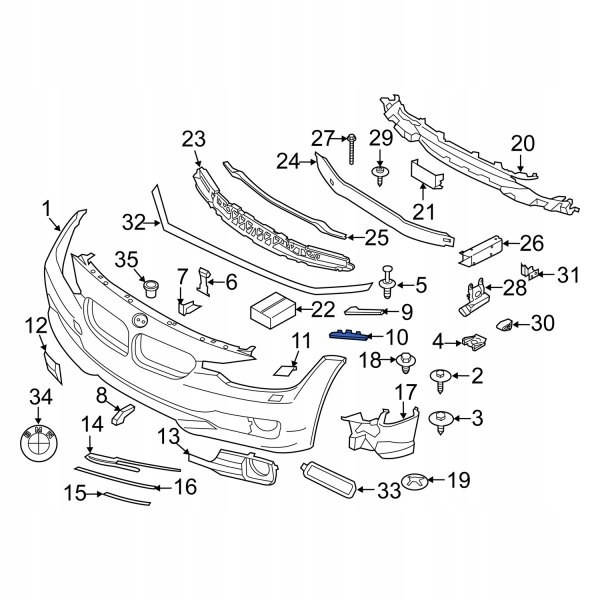 FIXATION PARE-CHOCS BMW DROIT 3 F30 LE 51117279711 OE BMW