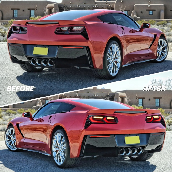 PHARES ARRIÈRE JEU TUNING CLIGNOTANT EUROPE RED NOIR CHEVROLET CORVETTE C7 2013-20