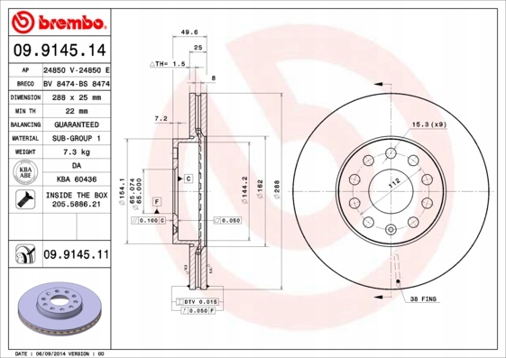 DISCOS ZAPATAS PARTE DELANTERA BREMBO SEAT LEON 