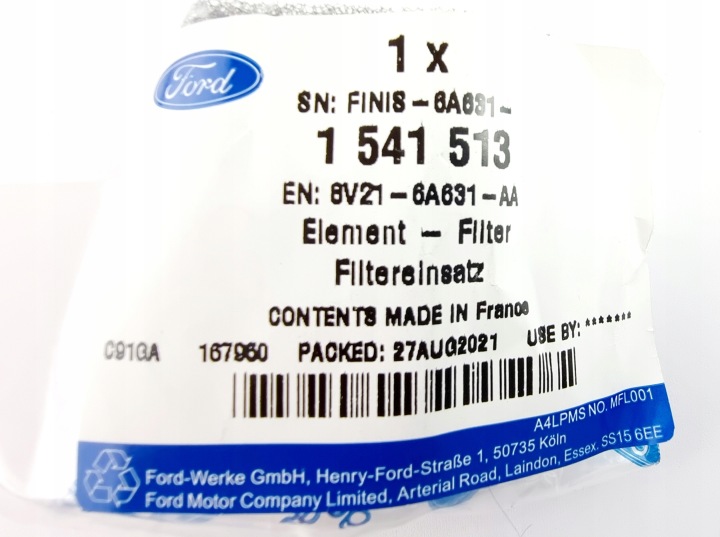 FILTRE AIR B-MAX 12- FIESTA 08- FIESTA 13-_ 1541513 8V21-6A631-AA OE