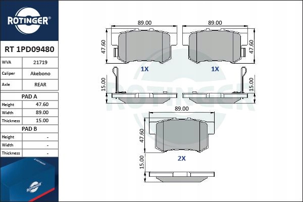 ROTINGER ZAPATAS PARTE TRASERA RT1PD09480 