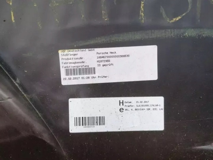 PORSCHE CAYMAN 982 718 PARE-CHOCS ARRIÈRE 982807421 PARE-CHOCS ARRIÈRE