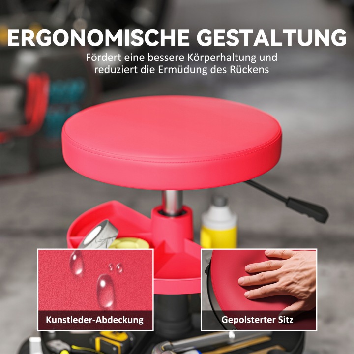 HOKER OUVRIER HOMCOM ROUGE HAUT RÉGLABLE 40-51 CM, 135 KG