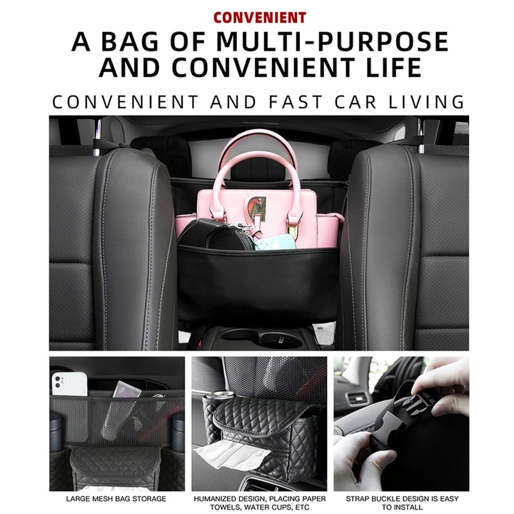 Car Seat Back Storage Bag Leather Handbag Holder