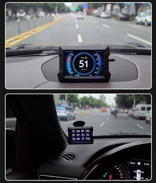 INTELLIGENT HUD P22 GPS OBD2 AVEC PREDKOSCIOMIERZEM PRZEZIERNYM, 12 JEZYKOW