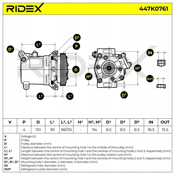 COMPRESSEUR DE CLIMATISATION RIDEX 447K0761 V08A VERS SUZUKI SWIFT III (MZ, EZ) SX4