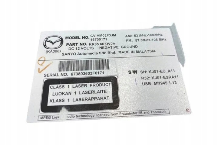 RADIO AVEC NAVIGATION MAZDA CX-5 (KE, GH) 673803603F0171 2.2L DIESEL 110KW 2014