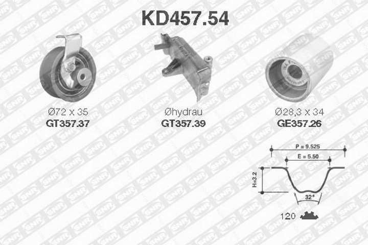 SNR KD457.54 SNR ENGRANAJE DE DISTRIBUCIÓN KPL. Z CORREA NTN INSIDE 