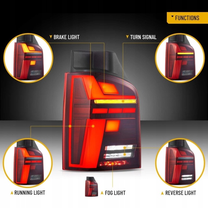 FEUX ARRIÈRE LED TUNING ÉCHANTILLON T6 2020 VERS T5 VW TRANSPORTER MULTIVAN CARAVELLE
