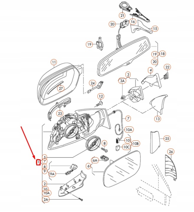 AUDI A4 B8 RÉTROVISEUR EXTÉRIEUR AVANT GAUCHE LHD 8K1857409G01C ORIGINE