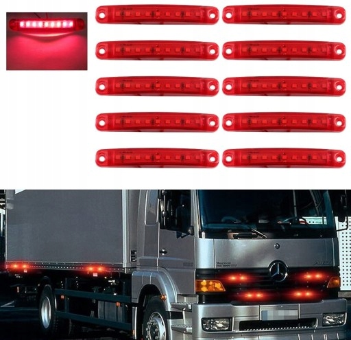 10 PIEZAS FARO LUZ DE POSICIÓN 9 DIODO LUMINOSO LED 12V 24V ROJO 