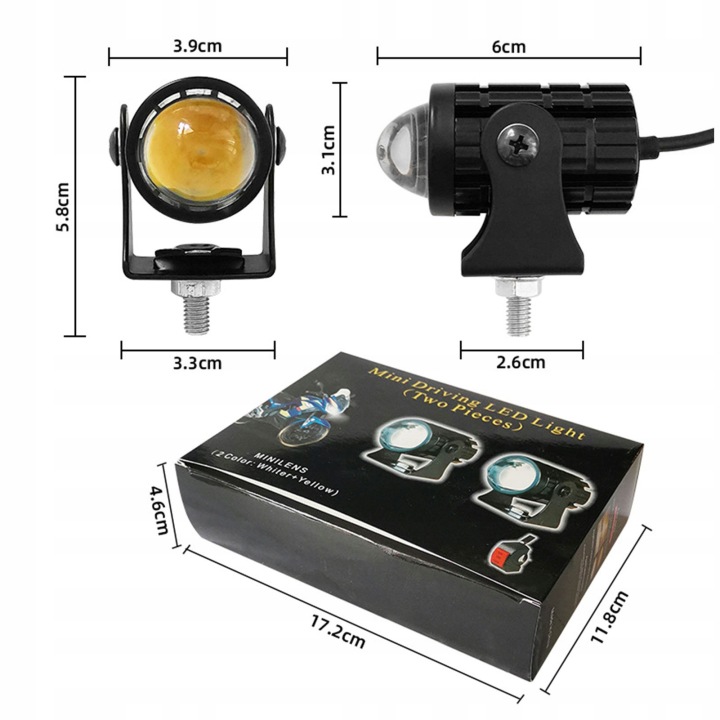 HALOGÈNES MOTOCYCLETTE LED PHARES PHARES DOUBLE SUPER COULEUR CLAIRE 12W