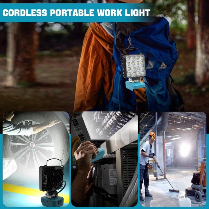 34W 5000LM LED LANTERNE DE TRAVAIL LAMPE DE POCHE PROJECTEUR VERS BATTERIES MAKITA 18V USB