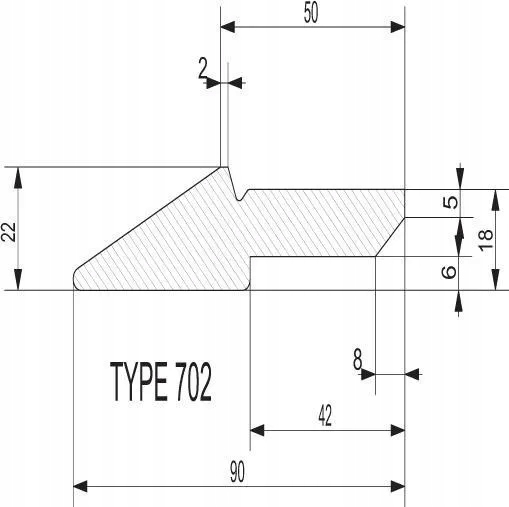 COUTRE LYZKI 90X22 MM X1.6 M HB250