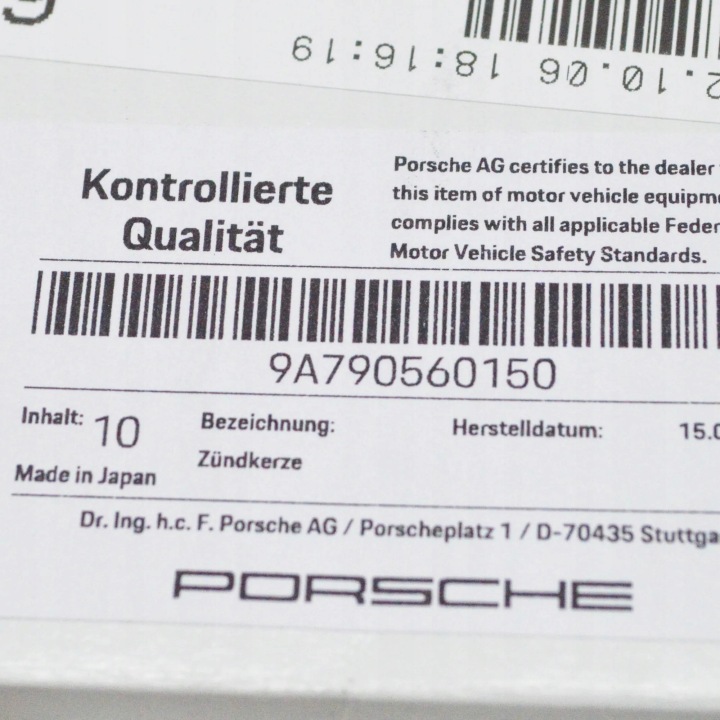 PORSCHE PANAMERA 971 BOUGIE ALLUMAGE 9A790560150 ORIGINALE