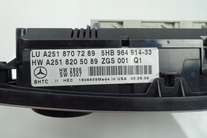 MERCEDES W251 PANNEAU CLIMATISATION CONTRÔLEUR 2518707289 CHÂSSIS W164