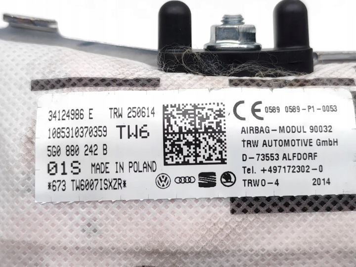 VW GOLF COUSSIN SÉCURITÉ AIRBAG SIÈGES GAUCHE 2014 BERLINE COMPACTE 4/5DR (12-17)