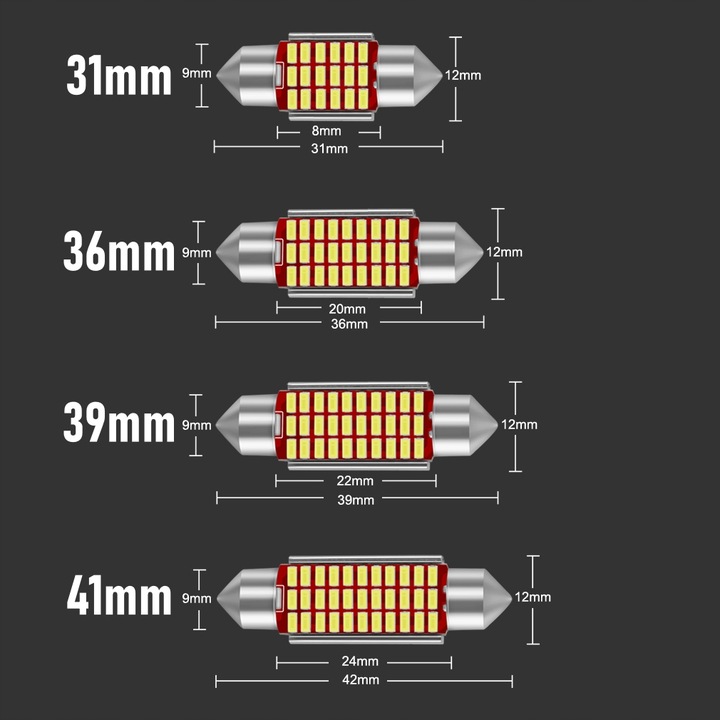 LEMPUTĖ VAMZDELIS LED 41MM 42MM 33SMD C3W C5W CANBUS nuotrauka 6