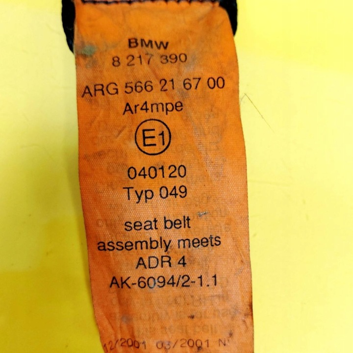 CEINTURE DE SÉCURITÉ DROIT AVANT BMW 5 E39 566216700 NR2114