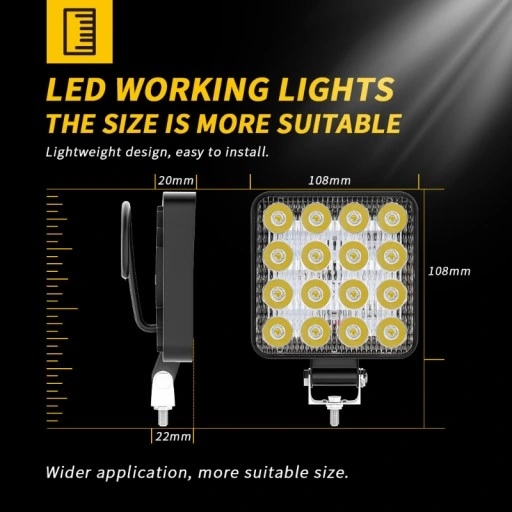 PHARE TRAVAILLÉ HALOGÈNE 48W 16 LED 9-30V IP65. 20MM