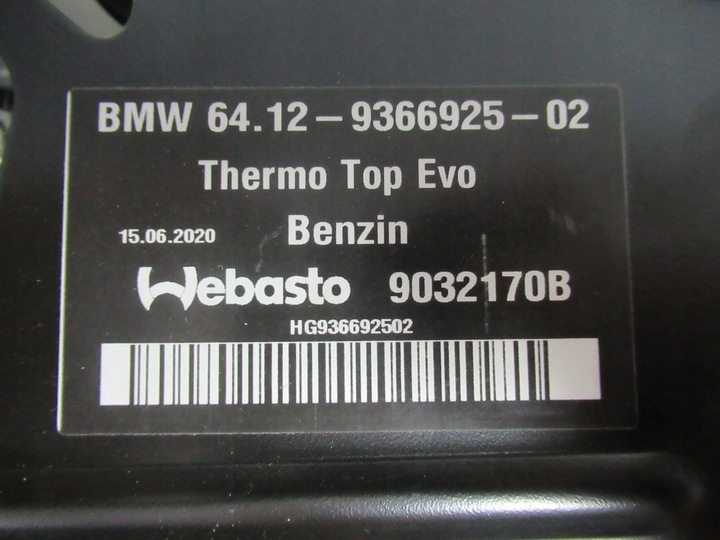 BMW X3 G01 WEBASTO CALEFACCIÓN GASOLINA 9366925 NUEVO 