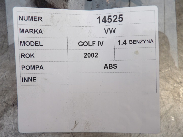 VOLKSWAGEN GOLF IV POMPE ABS 10.0206-0037, 1J0614117F