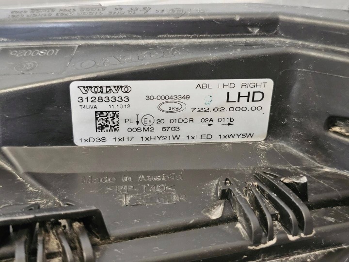 PROJECTEUR DROIT XÉNON ABL VOLVO V40 V40 CC 2012-2019 31283333