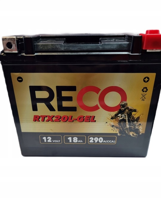 BATTERY FOR MOTORCYCLE ZELOWY RECO RTX20L-GEL YTX20L-BS 12V 18AH 290A P+ 