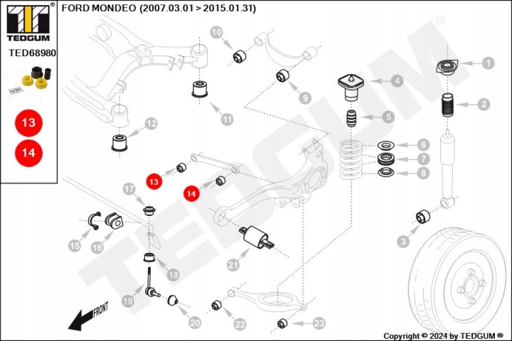POLIURETANOWA MANCHON BRAS DE SUSPENSION ARRIÈRE TRANSVERSALE FORD VOLVO