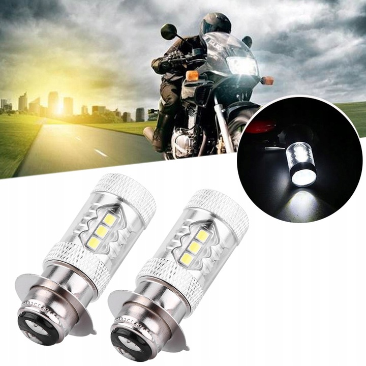 LUZ MOTOCICLETA DIODO LUMINOSO LED 80W H6/P15D 2 PIEZAS 