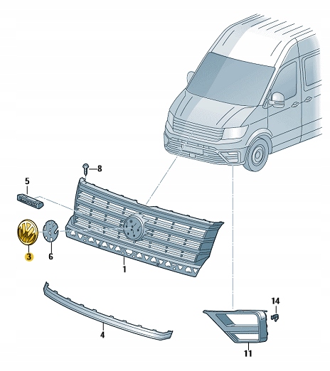 EMBLEMA INSIGNIA VW CRAFTER TRANSPORTER T6 T6.1 