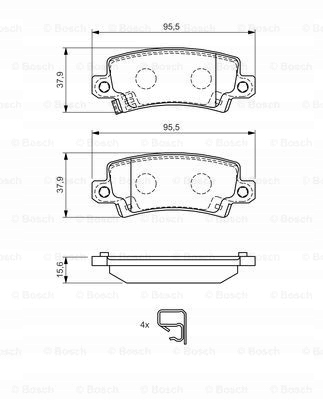 BOSCH PLAQUETTES ARRIÈRE TOYOTA COROLLA 1.4-2.0D 10.01-03.08