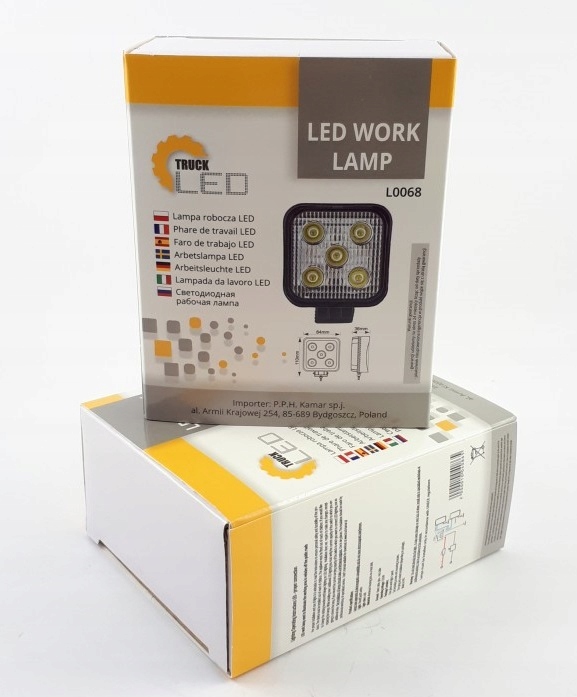 PHARE TRAVAILLÉ LED CARRÉ 12/24V 5X3W 700LM