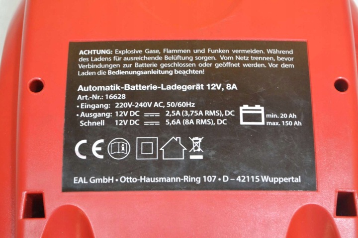 EAL GMBH APA 16628 AUTOMATIQUE CHARGEUR VERS BATTERIE