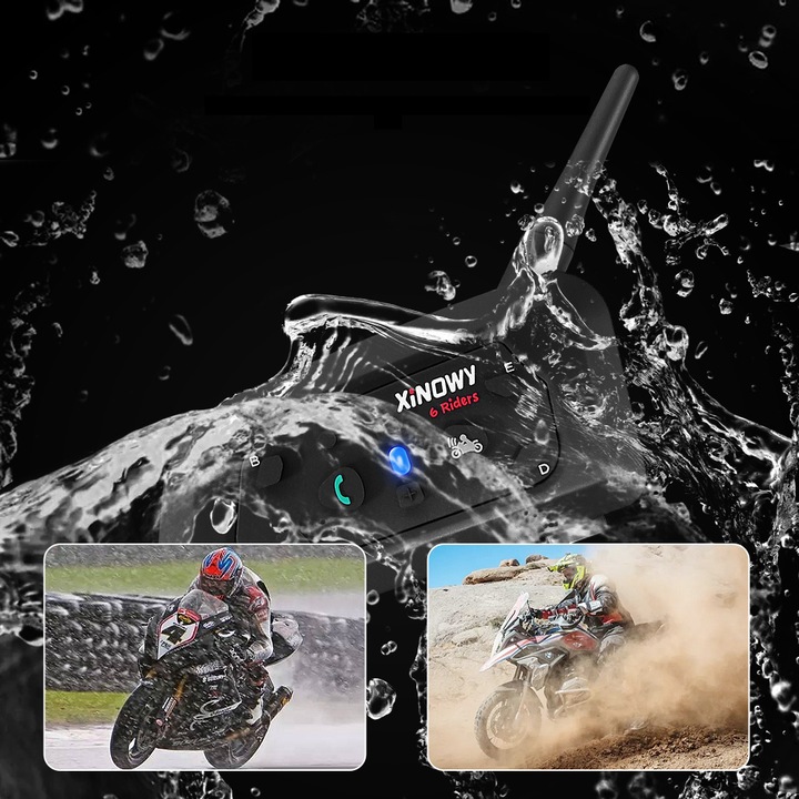 XINOWY V6 PRO INTERKOM PARA MOTOCICLETA BLUETOOTH 5.0 SLUCHAWKI 1200M 850MAH 2 PIEZAS 