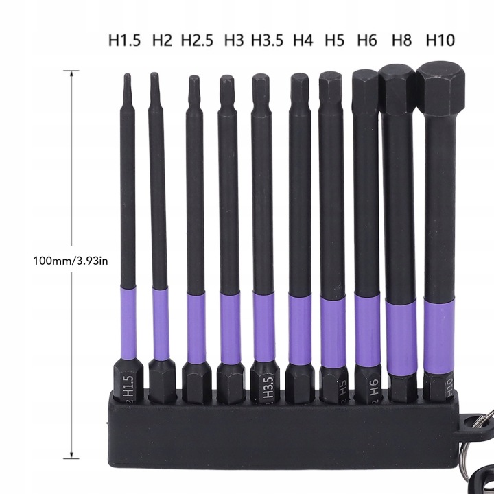 10 PCS KIT BITOW UDAROWYCH TS2 ACIER STOPOWA 4 CALES 100MM FS