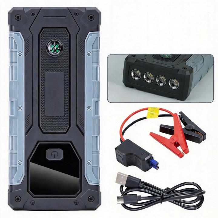DÉMARREUR AUTOMOBILE 8000MAH 12V 10L ESSENCE DIESEL LAMPE DE POCHE 400LM
