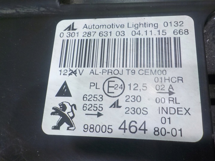 308 II GT 1.2 B VOITURE 16R HAYON 5D PHARE GAUCHE AVANT COMPLET LED 9800546480