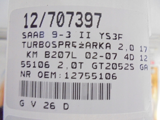 SAAB 9-3 II YS3F TURBOCOMPRESSEUR