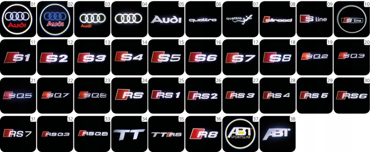 AUDI DIODO LUMINOSO LED LOGOTIPO HD PROYECTOR A3 A4 A5 A6 A8 Q3 Q5 Q7 