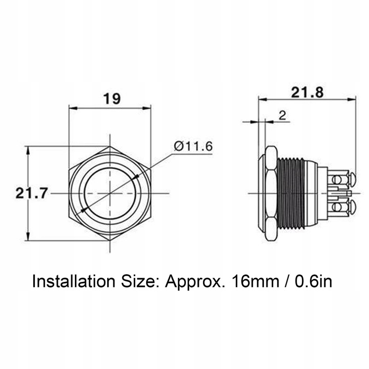 IMPERMEABLE METÁLICO CONMUTADOR PRZYCISKOWY16MM 