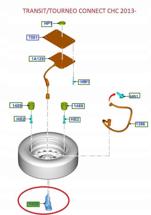 SOPORTE RUEDAS RUEDA DE REPUESTO TRANSIT/TOURNEO CONNECT 13- _ 1808647 _ DV61-1402-AA 