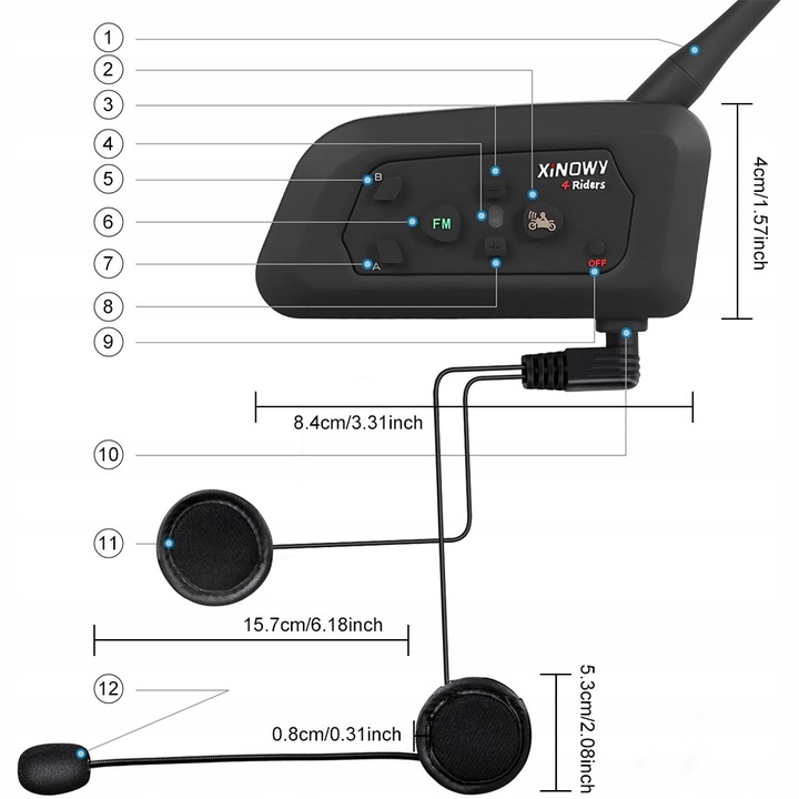 2 PIEZAS INTERKOM PARA MOTOCICLETA FM 1200M 4 PERSOAL BLUETOOTH 5.0 SLUCHAWKI AL CASCO 