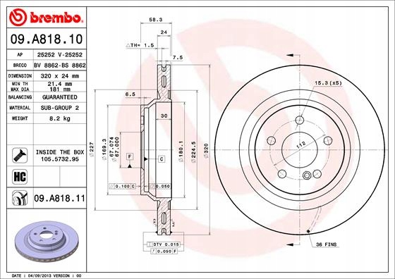 DISCOS ZAPATAS PARTE TRASERA BREMBO MERCEDES CLASE S 