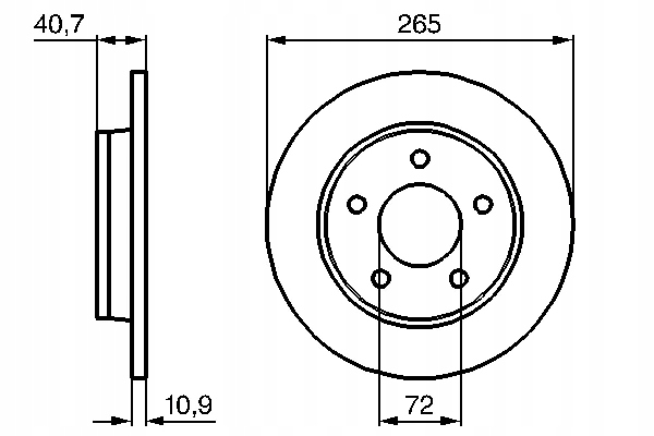 DISQUES I PLAQUETTES ARRIÈRE MAZDA 3 (BK) (BL) 03- 265X11 BOSCH